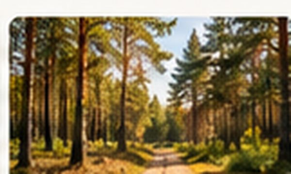 Иллюстрация солнечной лесной тропы